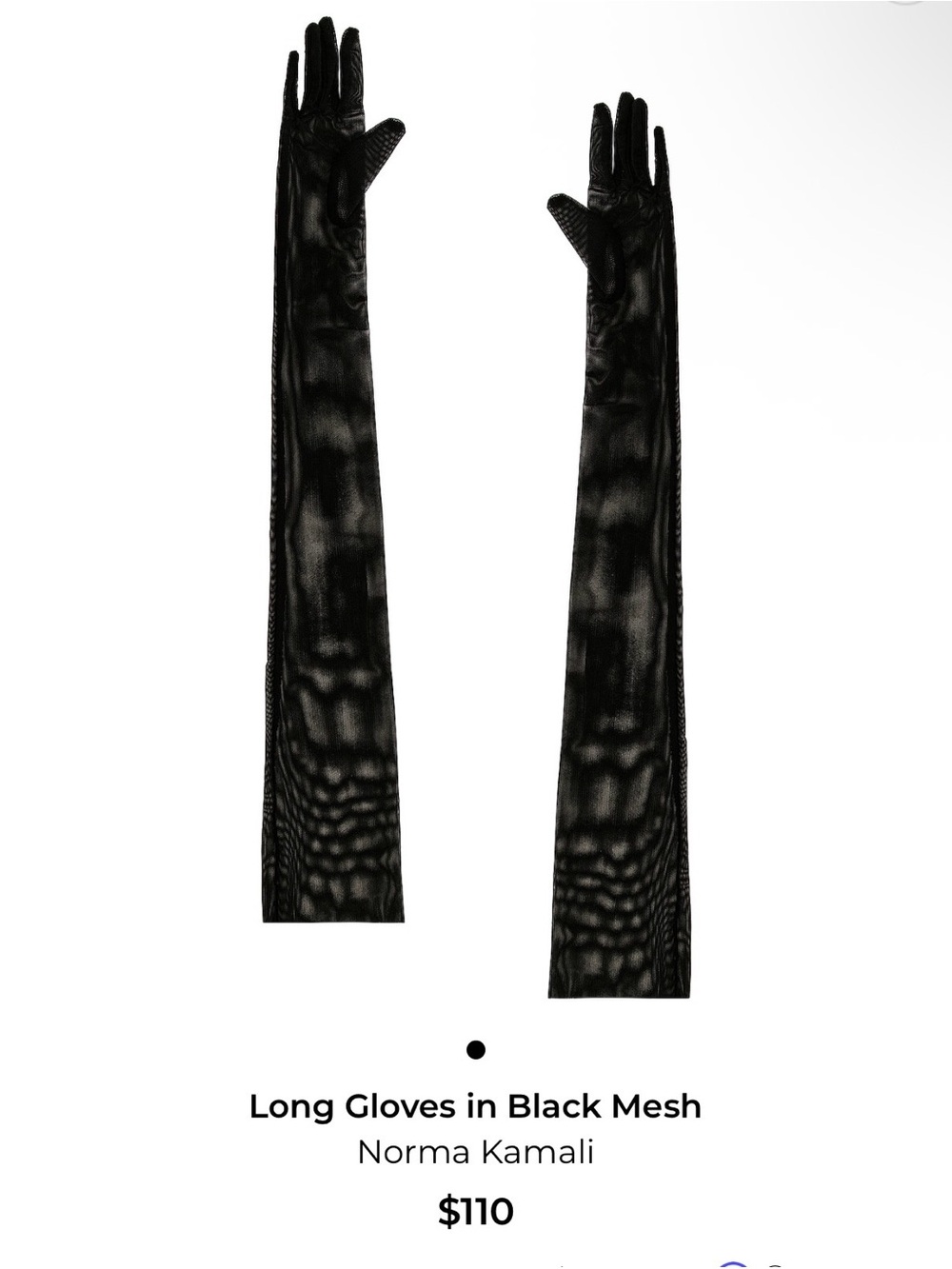 Norma Kamali Black Long Mesh Opera Gloves